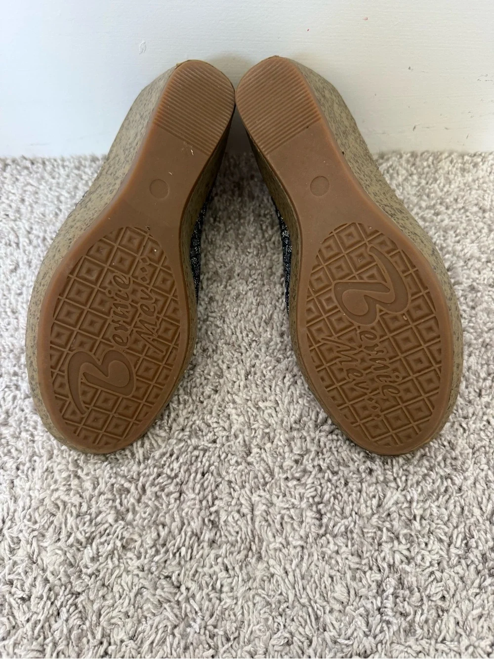 bernie mev. Blue Sparkle Woven Open-Toe Wedge Sandals